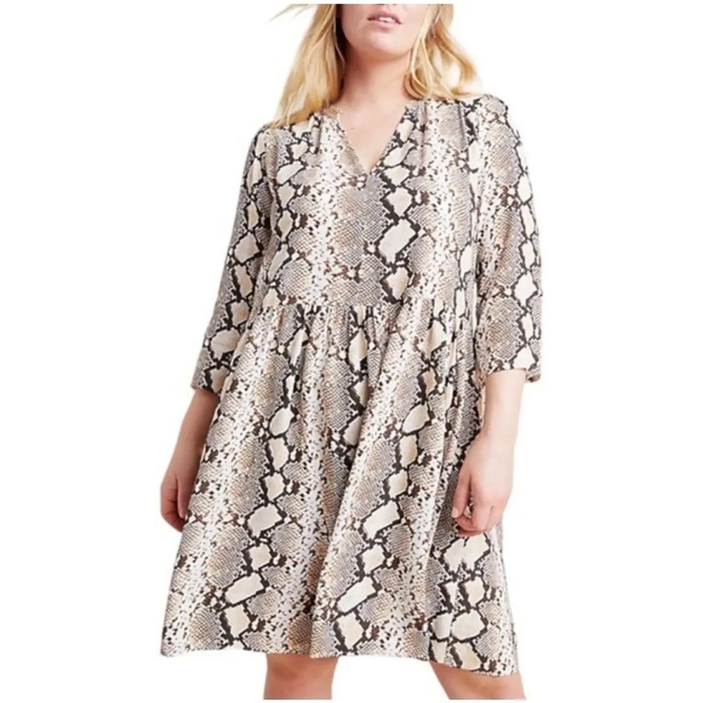 Maeve by Anthropologie Snakeskin Print Tiered Dress – Size M